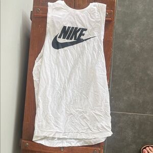 Nike White Tank with Black Swoosh Logo